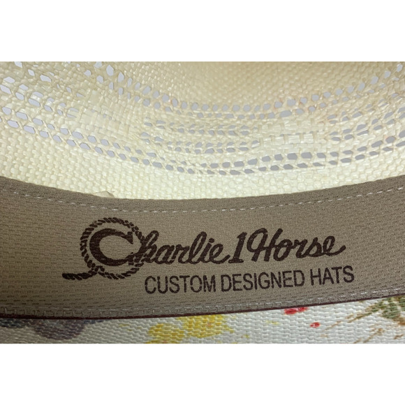 Charlie 1 Horse Paint Splatter Straw Western Cowboy Hat Sz L Festival Lucchese main image 8